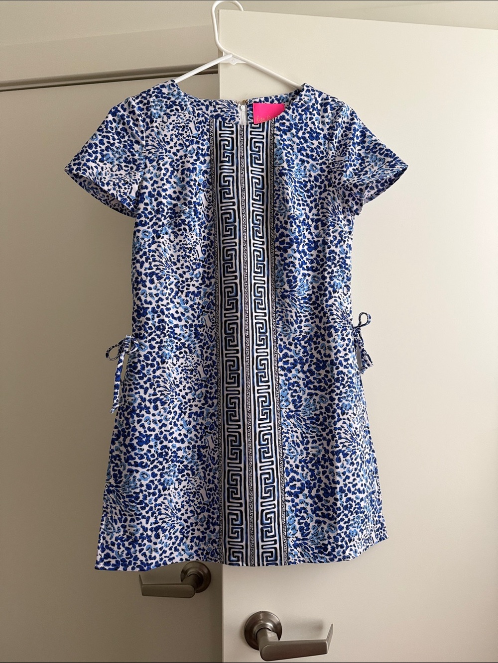 Lilly Blue Leopard Print Shift Dress with Built-In Shorts